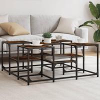 Salontafel 91x91x40 cm bewerkt hout gerookt eikenkleurig - thumbnail