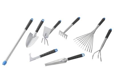 HI 8-delige tuingereedschapsset metaal zilverkleurig