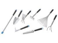 HI 8-delige tuingereedschapsset metaal zilverkleurig - thumbnail