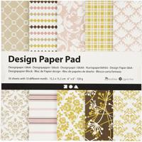 Creativ Company Design papierblok, vel 15,2x15,2 cm, 120 gr, groen, roze, 50 vel/ 1 doos - thumbnail