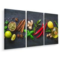Schilderij - Verse aromatische specerijen, 3 luik, ook XXL, premium print - thumbnail