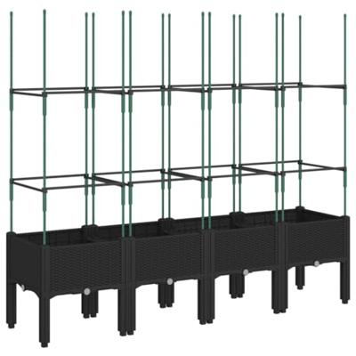 VidaXL Plantenbak met latwerk 160x40x142,5 cm polypropeen zwart VidaXL Plantenbak met latwerk 160x40x142,5 cm polypropeen zwart