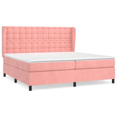 Boxspring met matras fluweel roze 200x200 cm