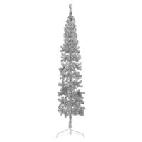 VidaXL Kunstkerstboom half met standaard smal 210 cm zilverkleurig - thumbnail