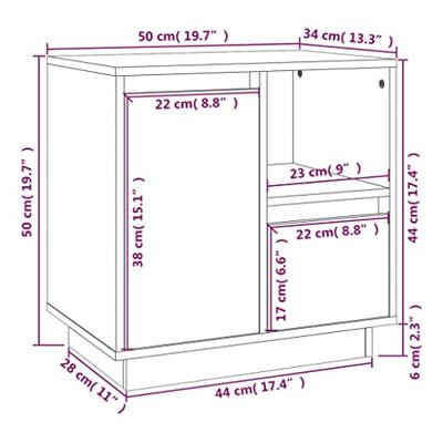 Nachtkastje 50x34x50 cm massief grenenhout honingbruin
