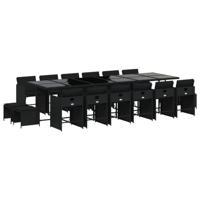 17-delige Tuinset met kussens poly rattan zwart - thumbnail