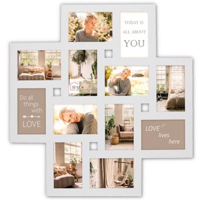 Haes Deco Grote houten Multi Fotolijst Villach wit voor 12 foto's 10x15 (formaat 60x60 cm) - MP123