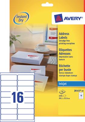 Etiket avery j8162-40 99.1x33.9mm wit 640st Etiket avery j8162-40 99.1x33.9mm wit 640st