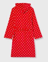 Stippen badjas rood-158/164 - thumbnail