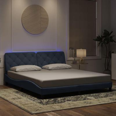 Bedframe met LED-verlichting fluweel donkergrijs 180x200 cm
