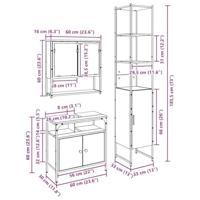 3-delige badkamermeubelset in zwart eiken - thumbnail