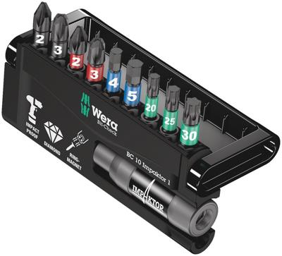 Wera 8740/51/55/67-9/IMP DC 05073980001 Bitset 10-delig Kruiskop Phillips, Kruiskop Pozidriv, Inbus, Binnen-Torx Impactor technologie
