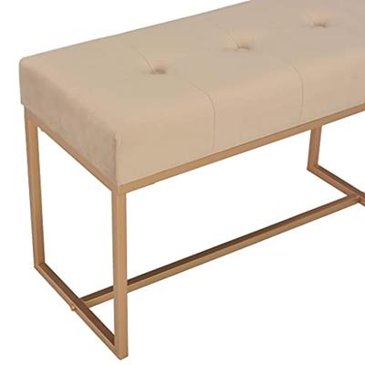 Bankje 80 cm fluweel beige