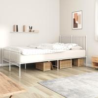 Bedframe met hoofd- en voeteneinde metaal wit 160x200 cm - thumbnail