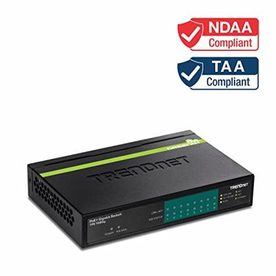 TRENDnet TPE-TG80G 8-poorts Gigabit PoE + -switch 8 x Gigabit PoE + poorten, 123 W PoE prestatiebudget, desktop ethernet-netwerkschakelaar, metaal