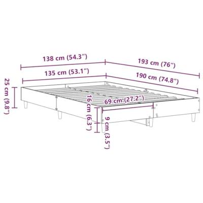 Bedframe zonder matras 135x190 cm spaanplaat zwart
