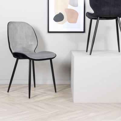 Nohr Eetkamerstoel 'Lyzette' Velvet, kleur Grijs/Zwart
