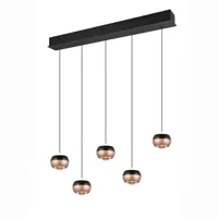 TRIO Select Hanglamp Orbit 5 lichts L 100 cm brons zwart - thumbnail