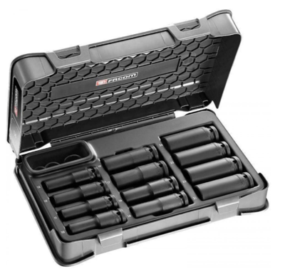 Facom set met impact-doppen 1/2" lang van 10 tot 24 mm - NS.405B