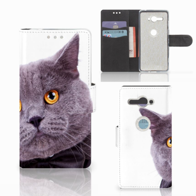 Sony Xperia XZ2 Compact Telefoonhoesje met Pasjes Kat