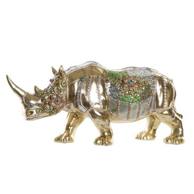 Decoratieve figuren DKD Home Decor Gouden Hars Multicolour Neushoorn (55 x 17,5 x 25 cm)