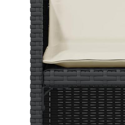 3-delige Bistroset met kussens poly rattan zwart - thumbnail