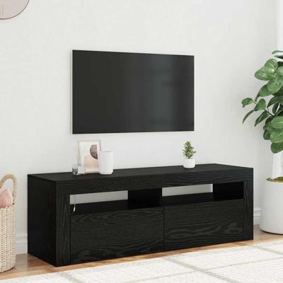 TV-kast Zwart Eiken 120 x 35 x 40 cm Bewerkt hout