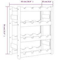 Wijnrek voor 16 flessen massief grenenhout grijs - thumbnail