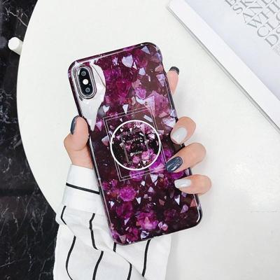 Marmer anti-drop TPU bescherming achtercover voor iPhone XS Max met opvouwbare houder (Z12)