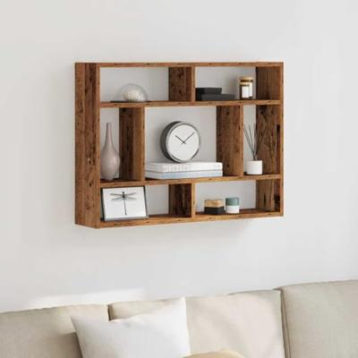 Wandschap 75x16x55 cm bewerkt hout oud houtkleurig Wandschap 75x16x55 cm bewerkt hout oud houtkleurig