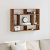 Wandschap 75x16x55 cm bewerkt hout oud houtkleurig - thumbnail