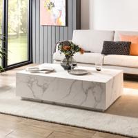 Artistiq Salontafel 'Marlenne' Marmerlook, 120 x 75cm, kleur Wit - thumbnail