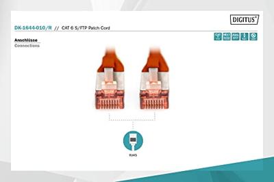Digitus DK-1644-010/R RJ45 Netwerkkabel, patchkabel CAT 6 S/FTP 1.00 m Rood Halogeenvrij, Verdraaide paren, Snagless, Vlambestendig 1 stuk(s) Digitus DK-1644-010/R RJ45 Netwerkkabel, patchkabel CAT 6 S/FTP 1.00 m Rood Halogeenvrij, Verdraaide paren, Snagless, Vlambestendig 1 stuk(s)