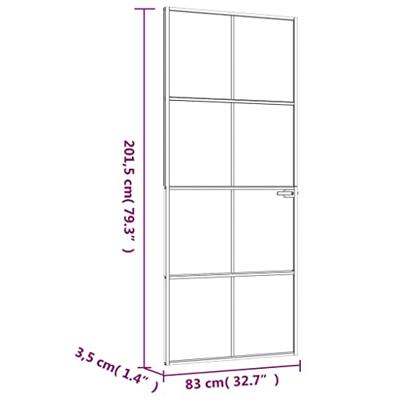 VidaXL Binnendeur 83x201,5 cm gehard glas en aluminium smal zwart - thumbnail