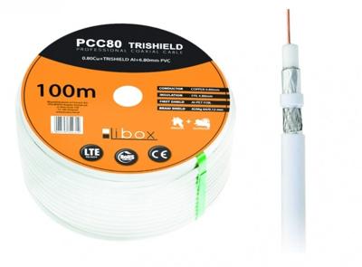 Libox Kabel koncentryczny PCC80 100m coax-kabel RG-6/U Wit