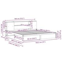 Bed met boekenkast zonder matras grenenhout wit 180x200 cm - thumbnail