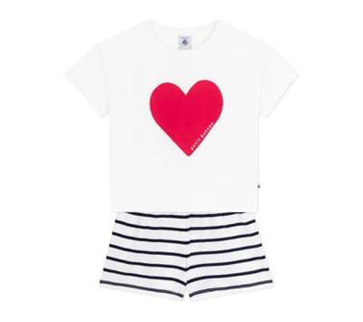 Pyjamashort voor kinderen met hartjesprint PETIT BATEAU marineblauw