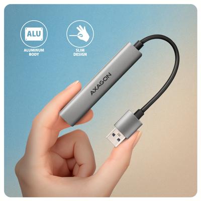 AXAGON HUE-STA USB-hub 4 poorten USB-C, USB-A 5 GBit/s Grijs