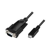 LogiLink Adapter Serieel [1x USB-C 2.0 stekker - 1x D-sub stekker 9-polig] 1.2 m Zwart - thumbnail