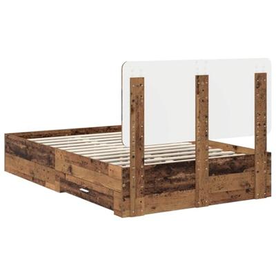 Bedframe met hoofdeinde Oudhout 120 x 190 cm Bewerkt hout
