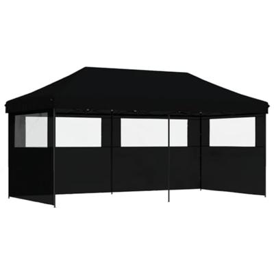 Partytent inklapbaar pop-up met 3 zijwanden zwart
