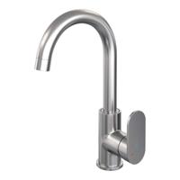 Wastafelmengkraan Brauer Brushed Edition Coldstart Opbouw Hoog Gebogen Platte Hendel Geborsteld RVS PVD - thumbnail