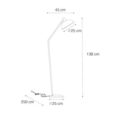 QAZQA Retro vloerlamp zwart met brons - Milou