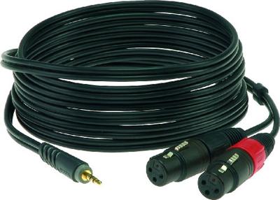 Klotz AY8-0100 verloopkabel 3.5 mm jack recht - 2x XLR female 1 meter
