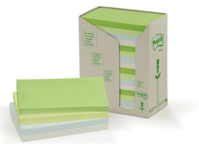 Memoblok Post-it 655-RPT 76x127mm recycled rainbow pastel 16 stuks