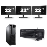 Lenovo ThinkCentre M92P SFF - Intel Core i3-3e Generatie - 8GB RAM - 256GB SSD - Windows 10 + 3x 22 inch Monitor - thumbnail