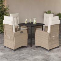 5-delige Tuinset met kussens poly rattan beige - thumbnail