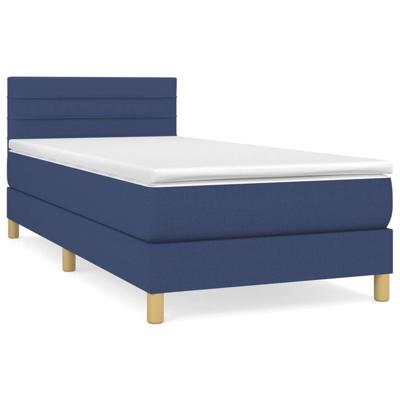 Boxspring met matras stof blauw 80x200 cm