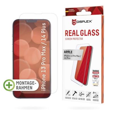 Displex Kogelvrij glas 2D/helder (10H) voor Apple iPhone 13 Pro Max/14 Plus, eco-montageframe, gehard glas, krasbestendige beschermfolie, hoesvriendelijk