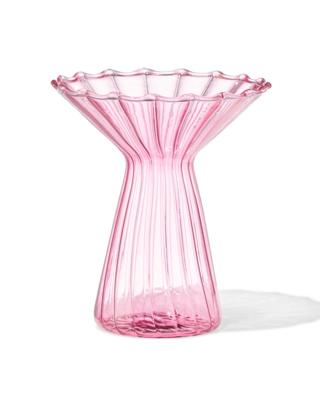 HEMA Vaas voor geurstokjes ⌀10x12cm glas met kraag roze (roze)